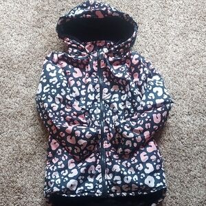 Penelope Mack Girl Black Pink Leopard Print  Coat Winter Jacket Size 12 Warm